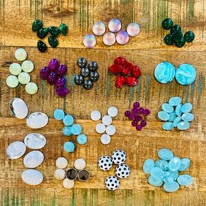 100 Vintage German Acrylic Jewelry Making Cabochons Lot of NOS Dead Stock Craft